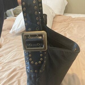 Be&D large hobo black leather bag with studded straps